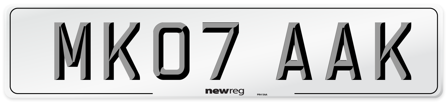 MK07 AAK Number Plate from New Reg